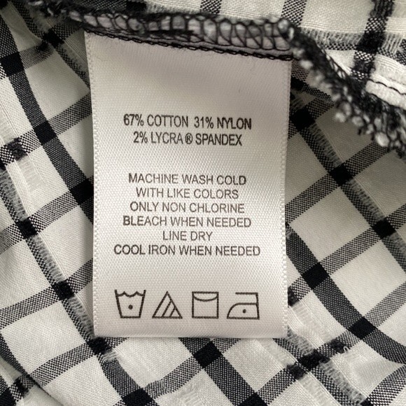 Foxcroft Germaine Crinkle Mini Check Button Up Tunic Shirt 3/4 Sleeve Textured - Picture 10 of 16